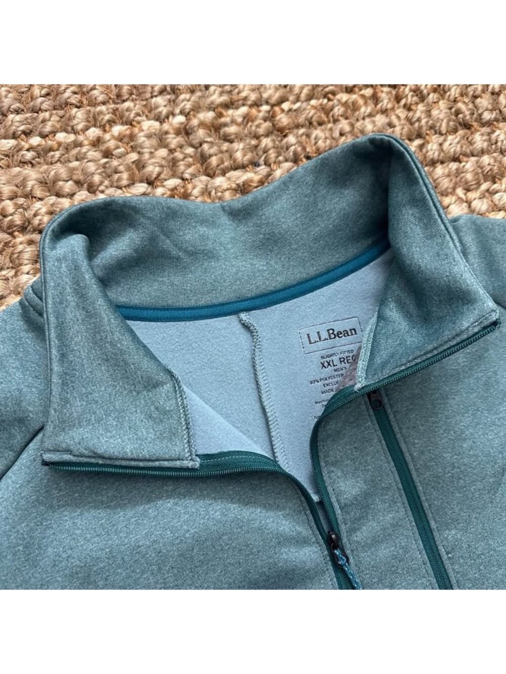 L.L. Bean Mens Quarter Zip Fleece Pullover Sweater Slate Blue Green Size 2XL